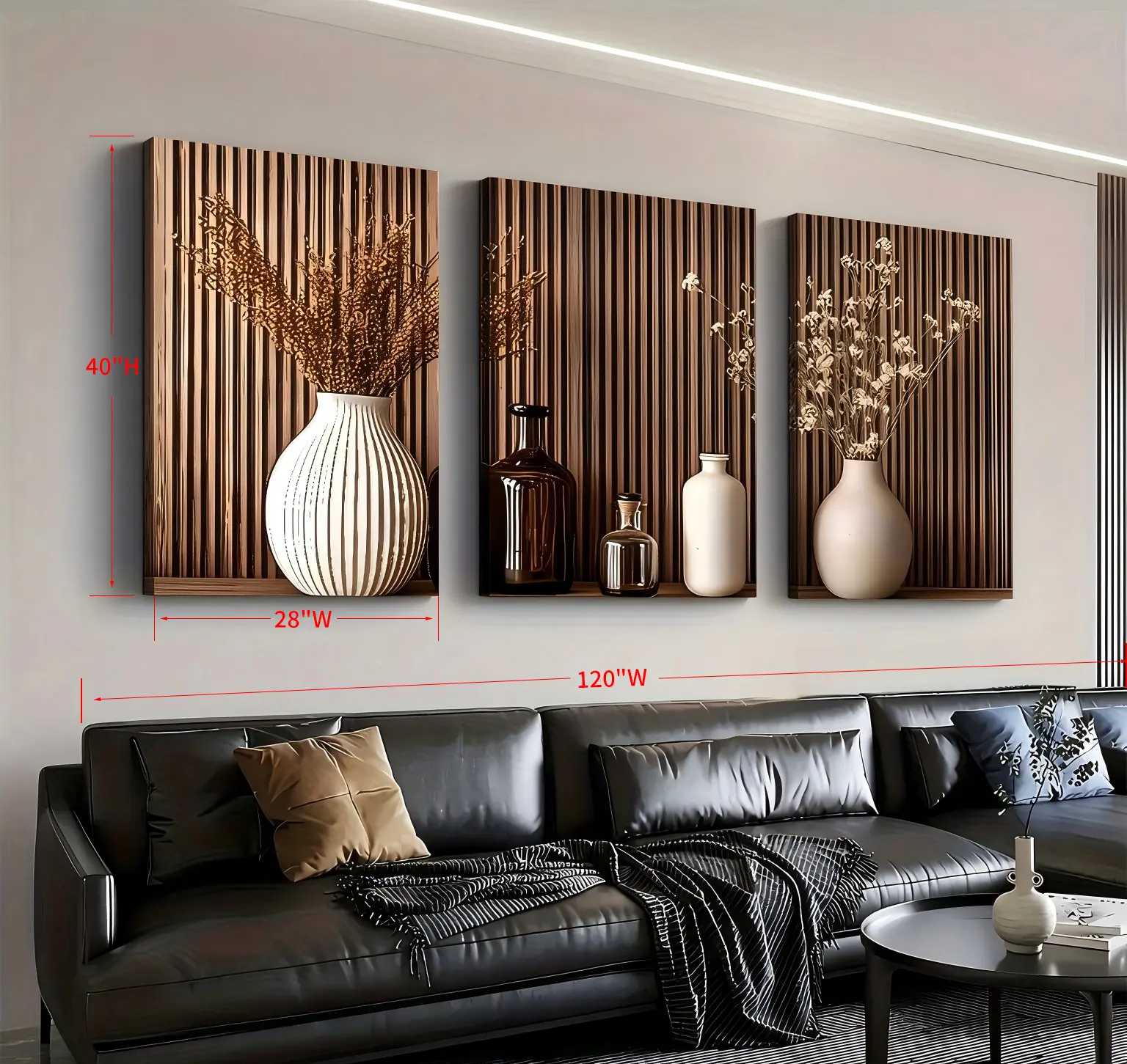3pcs framed modern wooden style simple potted landscape art, framed canvas paintings and posters, wall art, room decoration, holiday gifts, living room, bedroom, dining room, office decoration, can be hung - Wall Frames, picture Frame Hanging Wall Art
