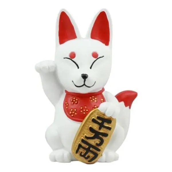 Japanese Charm Maneki Kitsune Fox Statue Inari Shiba Inu Supernatural Wisdom