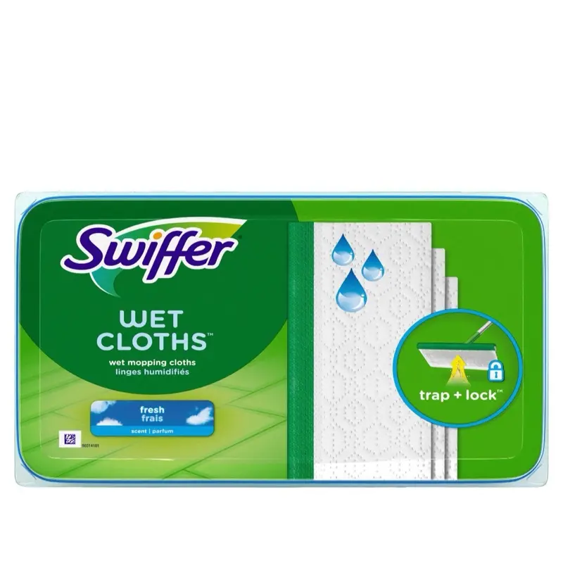Swiffer Sweeper Wet Mopping Cloths - Gain Scent 24ct Textured Cloths with Trap + Lock for Safe Use on Wooden Vinyl Floors - Pack, Cleaning