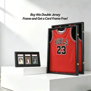 【Buy 1 Get 1 Free Card Frame】-CRDC  Jersey Frame Display Case Shadow Box Lockable with UV Protection for Baseball Basketball Football Soccer Hockey Sport Shirt