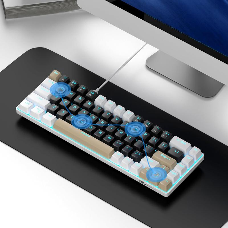 MageGee MK-Box 60% Wired Lighted Mechanical Keyboard - 68-Key Ultra-Compact Design, Brown/Red Switches (Hot-Swappable), Portable LED Backlit - for Windows & Mac Gaming & Office