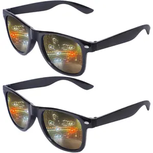 2025 Trendy Square Sunglasses Women Men 2 Pack- Heart Effect Diffraction Rave Glasses Retro Rectangle UV400 Protection