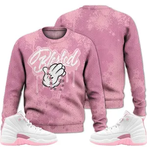 12 Medium Pearl Pink Ugly Sweater, Medium Pearl Pink 12s Outfits Shirt, God Blessed Streetwear Unisex Sneaker Matching Shirts
