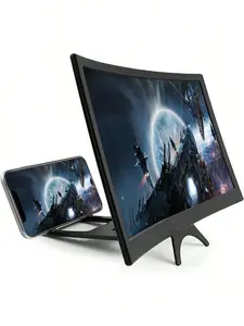L6B Amplifer Screen1pcs Magnifier For Cell Phone, 12" Curved Phone Magnifying Screen Upgraded HD 3D Phone Screen Amplifier Phone Stand With Screen Enlarger Compatible With All Smartphones For Movies Videos
