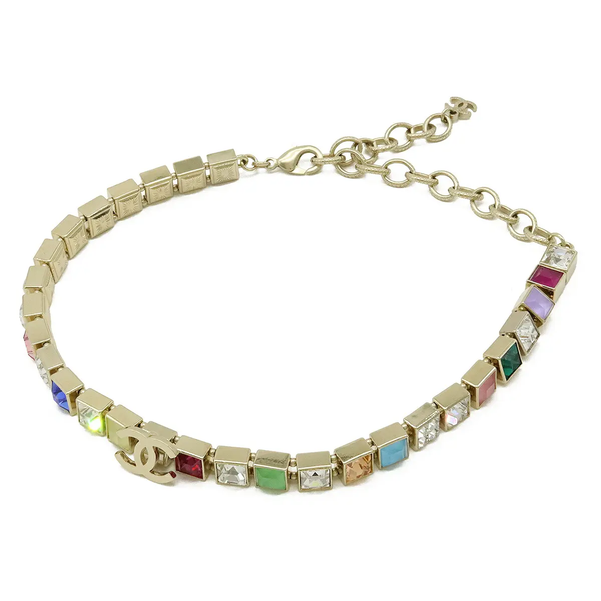 Pre-owned CHANEL Brass Small Leather Goods Coco Mark Choker Necklace