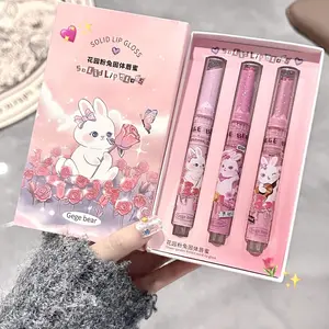Cute Cartoon Rabbit Design Lip Gloss, 3 Counts/set Juicy Glossy Lipstick, Hydrating Mirror Lip Glaze, Glossy Smoothing Lip Balm, Makeup Products