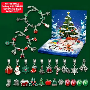 The Best Mysterious Box 24 Days Christmas Calendar DIY Jewelry Making Kit Charms Bracelets for Women 24Pcs Beads Pendants Kits Making Supplies Set Gifts for Girlfriend Beading & Jewelry Making Crafts Unique Design for Birthday Christmas