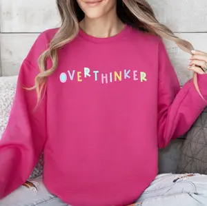 Overthinker Sweatshirt, Positivity, Funny, Sarcastic, Mom Gift, Mental Health, Colorful, Pastel, Crewneck, Crew Neck Sweatshirt
