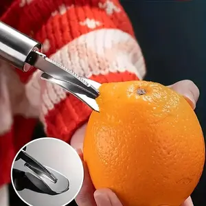 1 Heavy-Duty Stainless Steel Orange Peeler with Curved Handle | Efficient for Oranges, Lemons, Grapefruits, Limes - Food-Safe 403 Stainless Steel