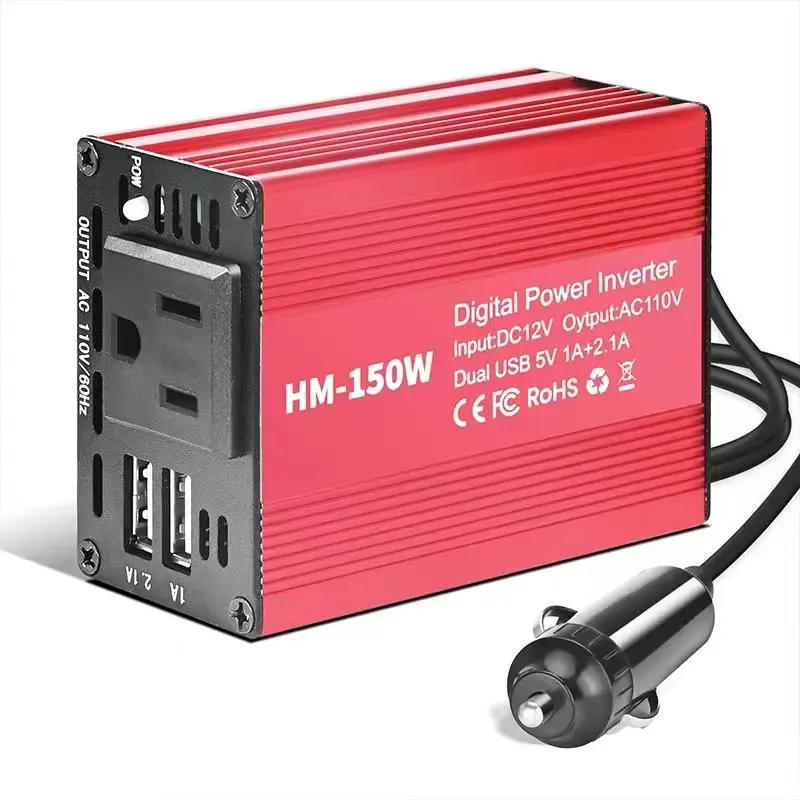 DC 12V to AC 110V Car Power Converter, 150W Portable Car Charger, Multifunctional Charging Socket, Car Conversion Power, Car Inverter