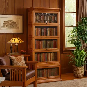 Mission Style Oak Barrister Bookcase 5 Stack-Leaded Glass in 2 Colors