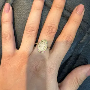 10 Karat Virgen Guadalupe Ring with Rose Gold and Cubic Zirconia Design