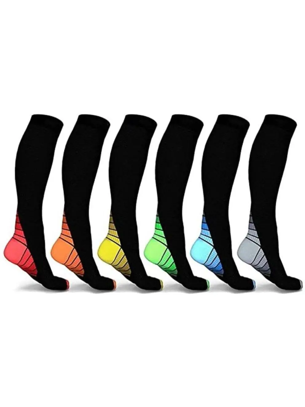 Dr Pillow BK1388 Compression Socks - 20-30 mmHg DXT Multi-Compression, Maternity, Orthopedic & Leg Care Support Hose, Tired Legs Relief - Small & Medium, Pack of 6, Orthopedic Socks & Support Hose