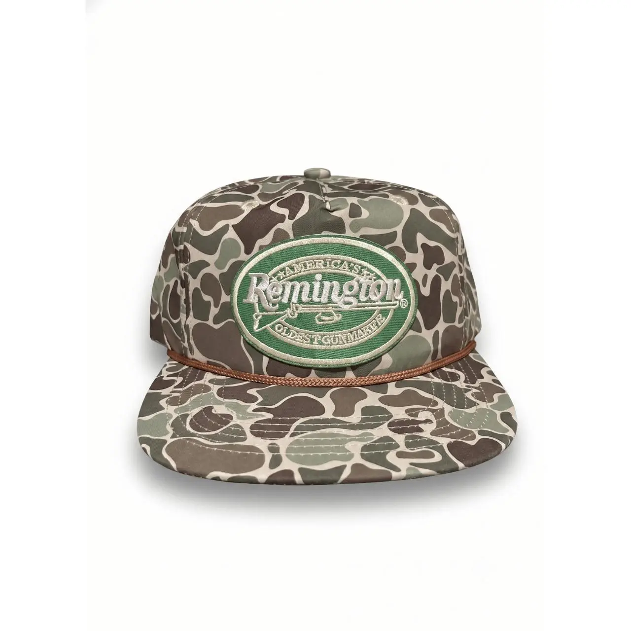 Retro Remington Hunting Patch Vintage Camo Rope Snapback Hat | Camo Brown 7 Panel Trucker Hats, Unisex Basic Casual Style | Uni Men Women's Accessories, Gift For Friends/Family Fashionable baseball cap, Men's Accessories, Accessories For Women