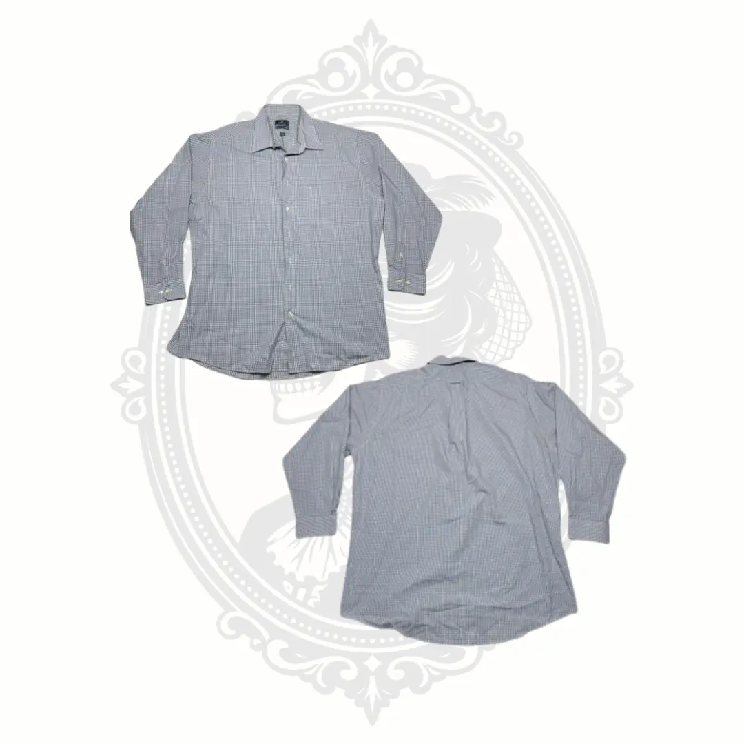Dockers Men's Traditional Long-Sleeve Blue White Check Button-Front Shirt, Tops, XL (17.5 34/35), Cotton-Polyester Blend, Longsleeves, Menswear, Casual