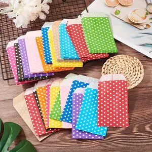 Paper bag, without handle, storage bag, white polka dot pattern, mixed color, suitable for wedding parties and birthday gift bags, Gift Wrapping Supplies