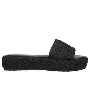 BEACH by Matisse Womens Caspia Espadrille Platform Slide Casual Sandals Casual Mid Heel 2-3" - Black