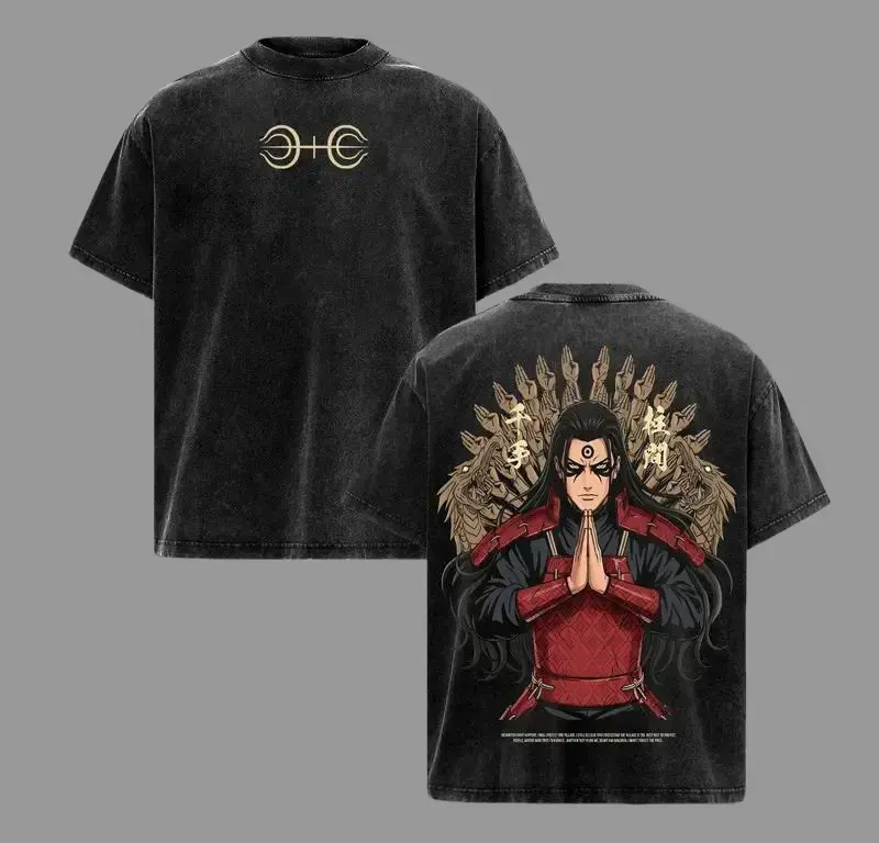 Hashirama Senju Thousand Hands Vintage Anime Tee, First Hokage Japanese Streetwear Gym Shirt, Naruto Sage Power Graphic Washed T-Shirt, Gift for Anime Fans Crewneck Man Tshirt
