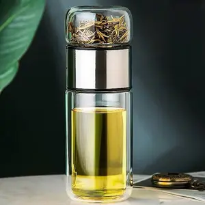 Tea And Water Separation Double Layer Thickened Heat Insulation Glass Cup