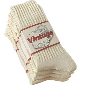 4 Pairs Natural 98% Cotton Crew  Seamless Breathable Cozy Fall Winter  for Women Men Tubesocks Unisex Pack Bridal Womenswear socks