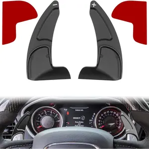Suitable for Dodge Challenger and 2015-2024 Steering Wheel Shift Paddle Extensions Shift Trim Cover Suitable for Jeep Grand Cherokee 2014-2021 Interior Decoration Accessories (Black 2 Pieces)