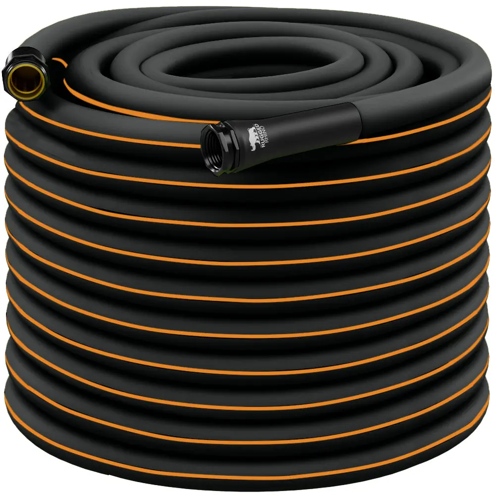 RUGGED RHINO Heavy Duty Garden Hose Anti-Kink and Leakproof, Durable 4-Layer Construction, 500 PSI Burst, All Weather Outdoor Watering for Lawn, Garden, Flowers