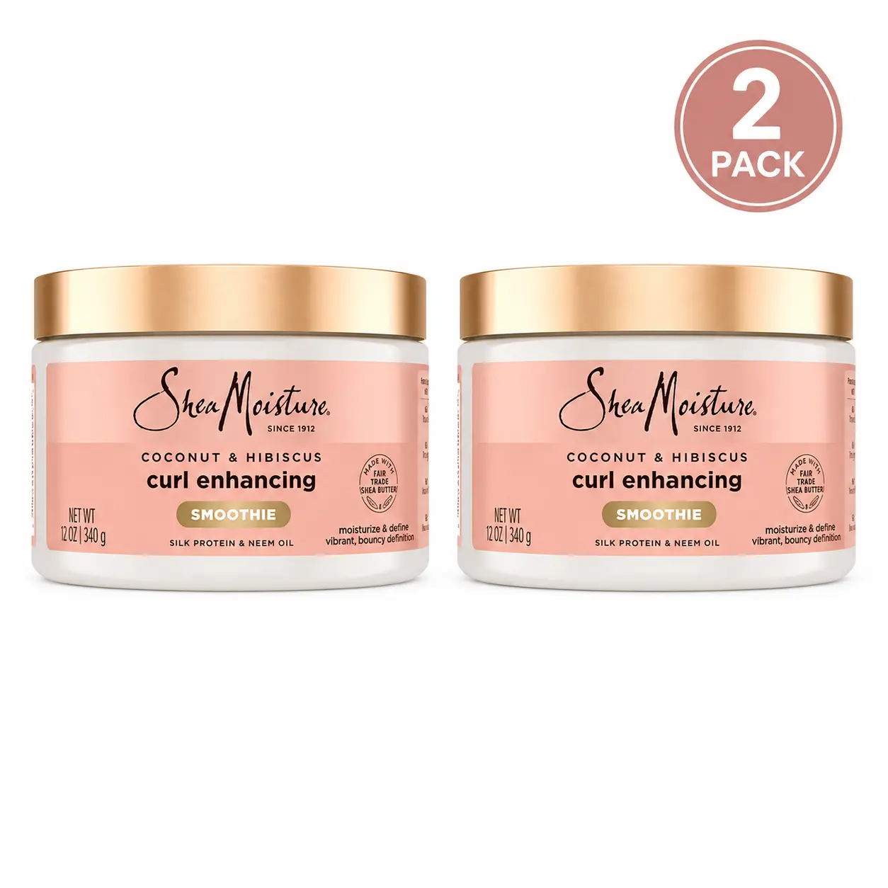 SheaMoisture Smoothie Curl Enhancing Cream Coconut and Hibiscus for Thick, Curly Hair Sulfate Free and Paraben Free 12 oz 2 Pack
