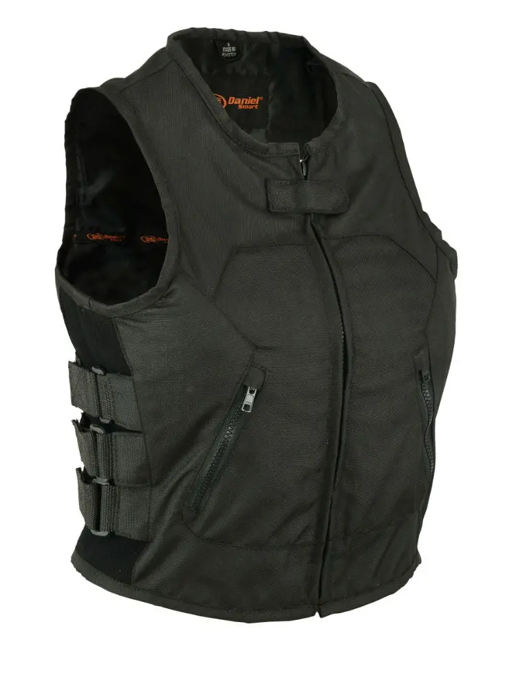 DANIEL SMART Phoenix Women's Textile Motorcycle Protective Vest - Black, XS-5XL, Premium Material, Adjustable Straps, 4 Pockets, Reinforced Shoulder Support, Motorcycle Accessories, Protective Vest Vests