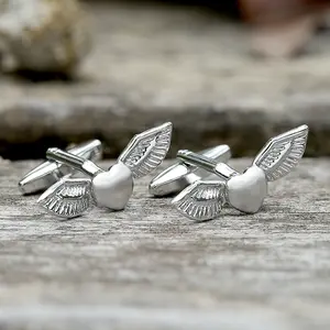 GTHIC Angel Wings Brass Bullet Back Cufflinks Personalized Accessories Jewelry for Men