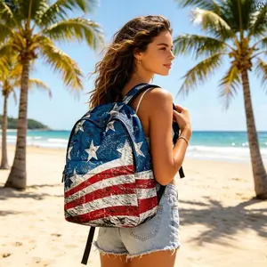 Vintage American Flag Unisex Backpack, Large Capacity Patriotic Star & Stripes Backpack, Independence Day Element Design Casual Travel & Daily Outing Bag, Perfect Festival Gift