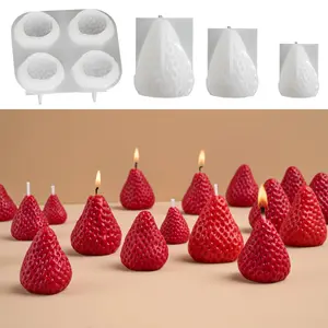 3D Strawberry Aromatherapy Candle Silicone Mold, Candle Making DIY Handmade Romantic Scented, Perfect for Valentine's Day, Party, Home Decor, Birthday Gift