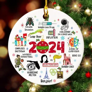 Notable Events 2024 Christmas Ornament, Newsmaker Cute 2024 Ornament, Funny Year in Review, Year to Remember Gifts Idea, Commemorative 2024, Xmas Tree Hanging