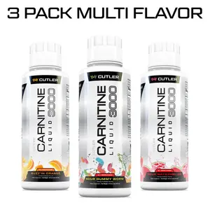 Cutler Nutrition 3 Pack Multi Flavor Carnitine Liquid 3000 – Energy Sport Drink, Variety Pack US Edition