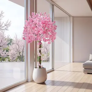 Árbol artificial de cerezo en flor, 1,83 m de altura con 100 luces LED