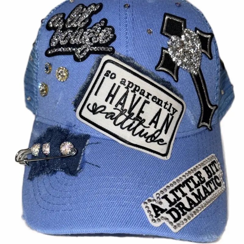 Apparently I have an attitude Trucker Hat with and Bling Details Bold Stylish Accessory for Making a Statement Unique Color Combination Sparkle