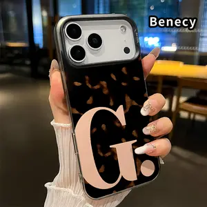 Phone Case for iPhone 17 Pro Max 16 Plus 15 14 13 12 11 Air E Leopard - initial G Pattern Anti-Scratch Military-Grade Drop Protection slim Cover