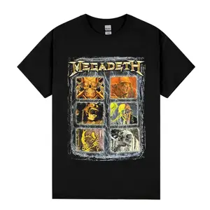 Megadeth Vic Rattlehead Grid Metal Band Shirt Classic Unisex Crewneck 100% US Cotton Vibrant Print Eco-friendly Inks