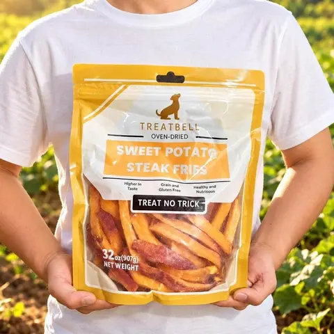 TreatBell 32oz (907g) Pure Japanese Sweet Potato Sticks Dog Dental Treats - 100% All Natural Single-Ingredient Vegan Firm Chews, Homemade Style, Grain-Free Hypoallergenic, Teeth Cleaning, High-Fiber Digestion Boost for All Ages Dogs