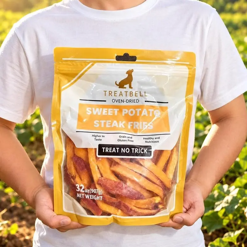 TreatBell 32oz (907g) Pure Japanese Sweet Potato Sticks Dog Dental Treats - 100% All Natural Single-Ingredient Vegan Firm Chews, Homemade Style, Grain-Free Hypoallergenic, Teeth Cleaning, High-Fiber Digestion Boost for All Ages Dogs