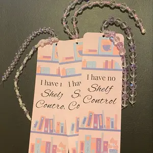 ‘I have no shelf control’ bookmark with beaded tassel
