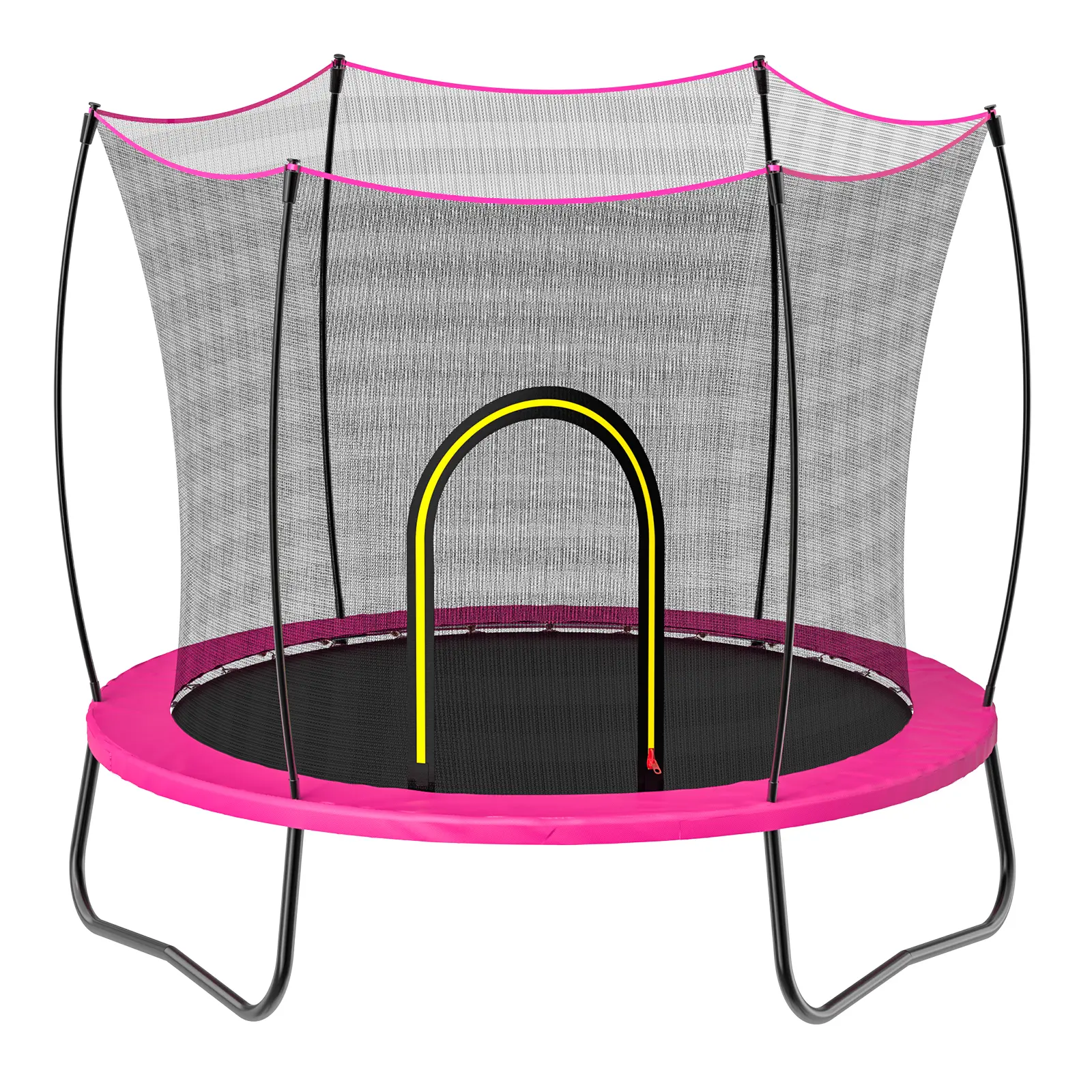 55 Inch Kids Trampoline with Safety Net, Galvanized Corrosion Resistant Frame, 3 U-Legs 6 Fiber Net Poles, No Gap Anti Foot Entrapment, Waterproof UV Frame Pad Indoor Outdoor Trampoline