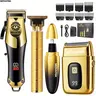 MOVATEK Men's 4/3-Piece Smooth Hair Cutting Kit, Cordless Barber Trimmer Set with Electric Shaver, Nose Hair Trimmer, 0-Gap Equipment, USB Charging, LCD Power Display, Fine Groomer, Beard Styling Tool, Mens Gifts for Boyfriend Dad (Birthday, Father's Day)