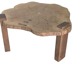 Live Edge Cookie Coffee Table with Natural Wood Finish and Round Top Design