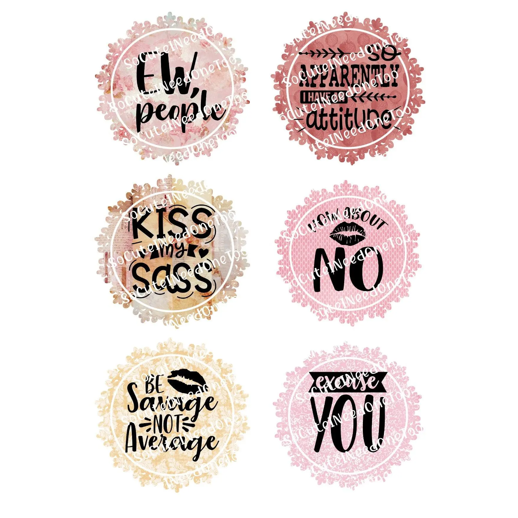 Sass #2 Waterslide Decals - Bold Sassy Sayings Waterslide Paper for Tumblers, 3.0 to 3.5 inches, Easy to Use, Laser Technology, No Sealing Required
