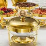 [FallDealsForYou] WARMOUNTS Gold 5QT Round Stainless Steel Chafer & Warmer Set - 5qt Main Dish Buffet Cookware with Lid Holder, Safe Rolled Rim, Heat-Stable Mirror-Polish Look Casserole Dishes (2/4 Pack) for Catering (Serves 5+ 5+ Guests)