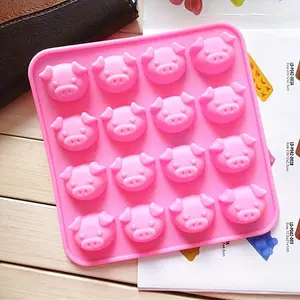 1pc 16 Grids Silicone Chocolate Mold, Pig Shaped Cake Mold, DIY Baking Tools, Kitchen Supplies, Silicone Molds, Reusable Chocolate Mold