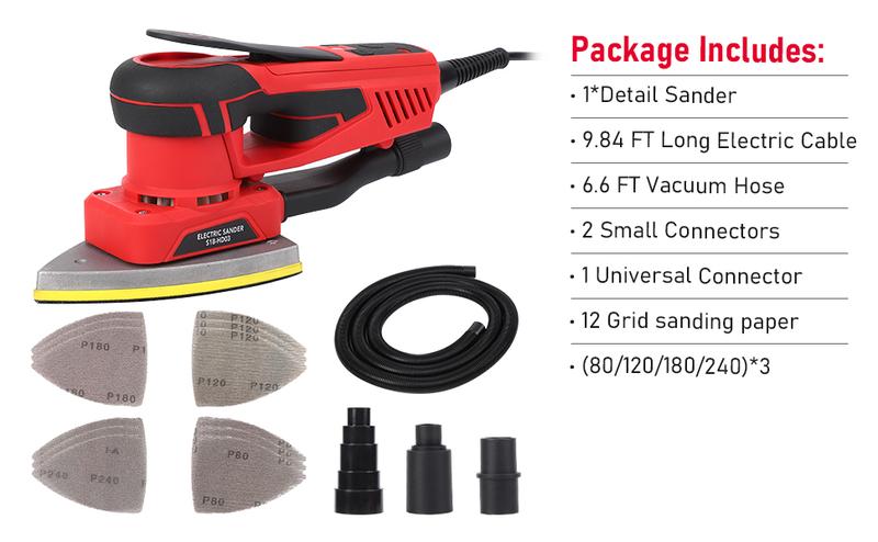 GARVEE Electric Detail Sander with 12 Sanding Paper, 350W Brushless Motor Mouse Sander, Powerful & Low Vibration, 10000 RPM, For Wood Working, Polishing, Carpentry
