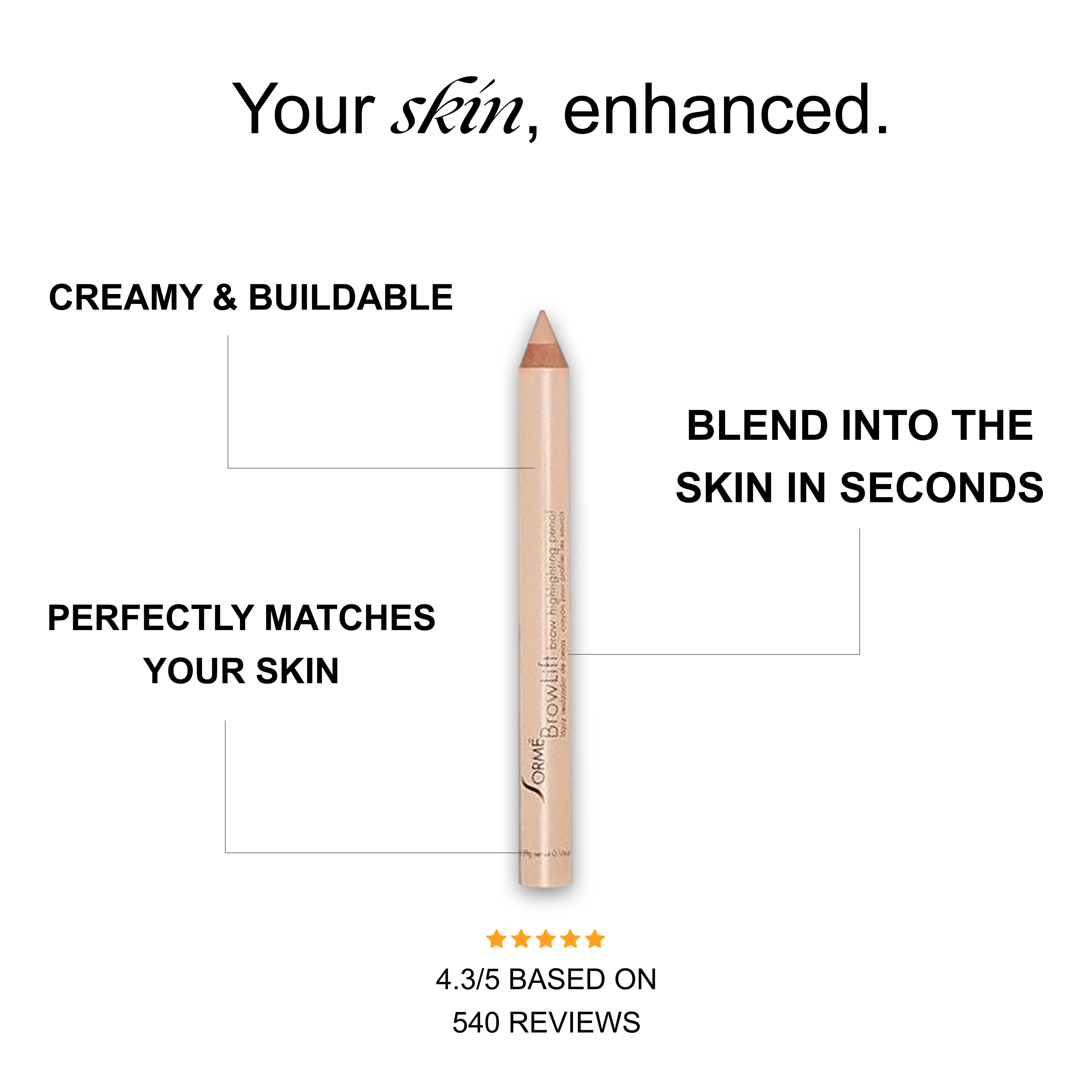 Sorme Cosmetics Stylus-Like Brow Lift Highlighting Pencil - Single Item, Creamy Hydrating Formula, Easy Apply, Blendable, Brightening, Coco Glyceride, Instant Lift, Flawless Eyebrow Makeup, None Included Add-Ons, Smooth Texture