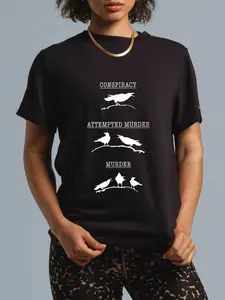 100% Cotton Crow Poetry Attempted Murder Skull Gothic Edgar Allan Poe T-Shirt