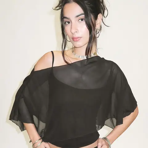 【Black Friday】Women's Solid Color Asymmetrical Design Sheer Mesh Crop Top & Spaghetti Strap Cami Top, Breathable Fabric, Fashion Casual Two-Piece Set for Daily Outdoor Wear, Ladies Clothes for Summer, Beach Tops, Womenswear